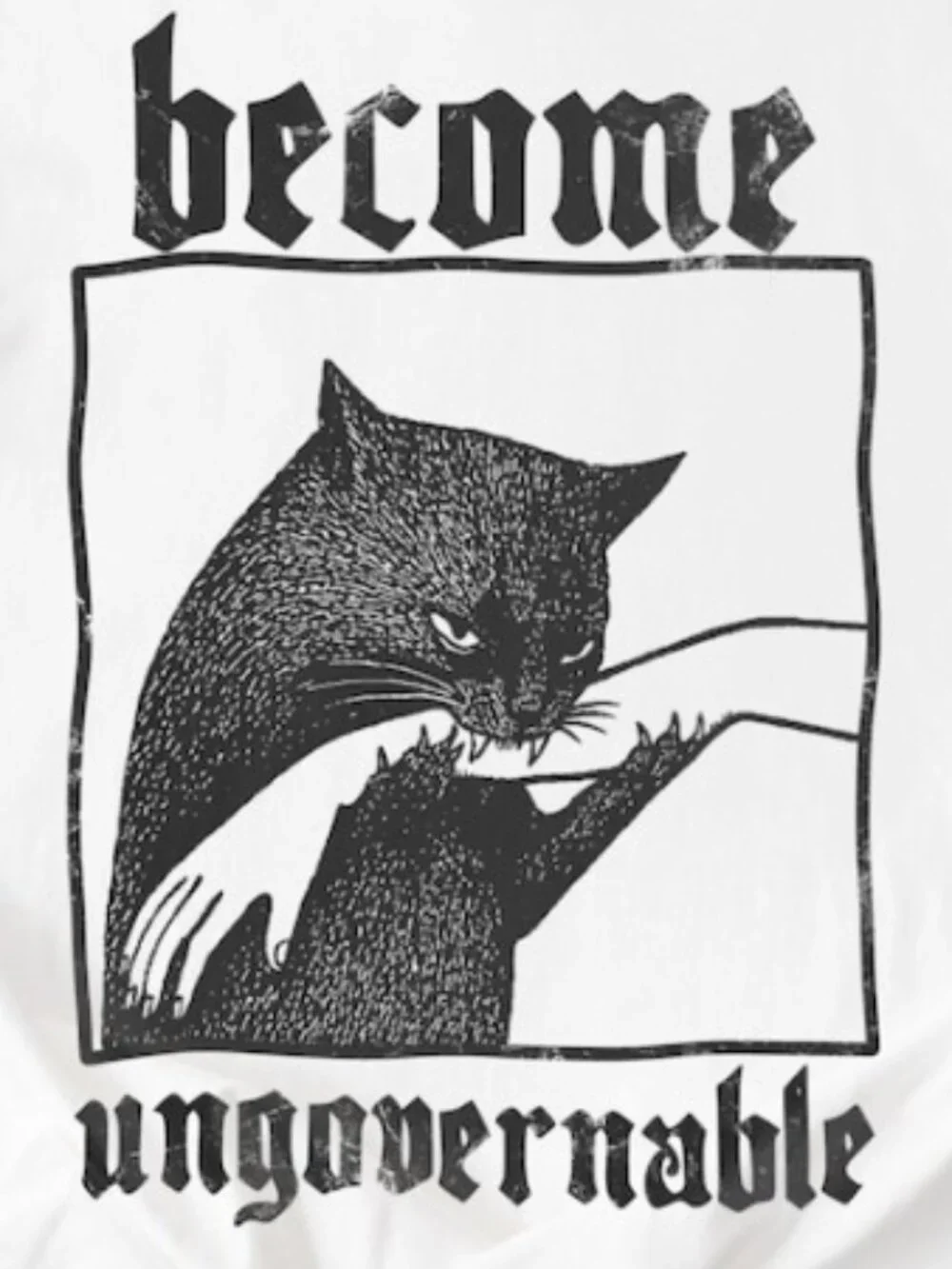 Become Ungovernable Funny Graphic Cat Biting Hand T-shirt - Picture 2 of 3